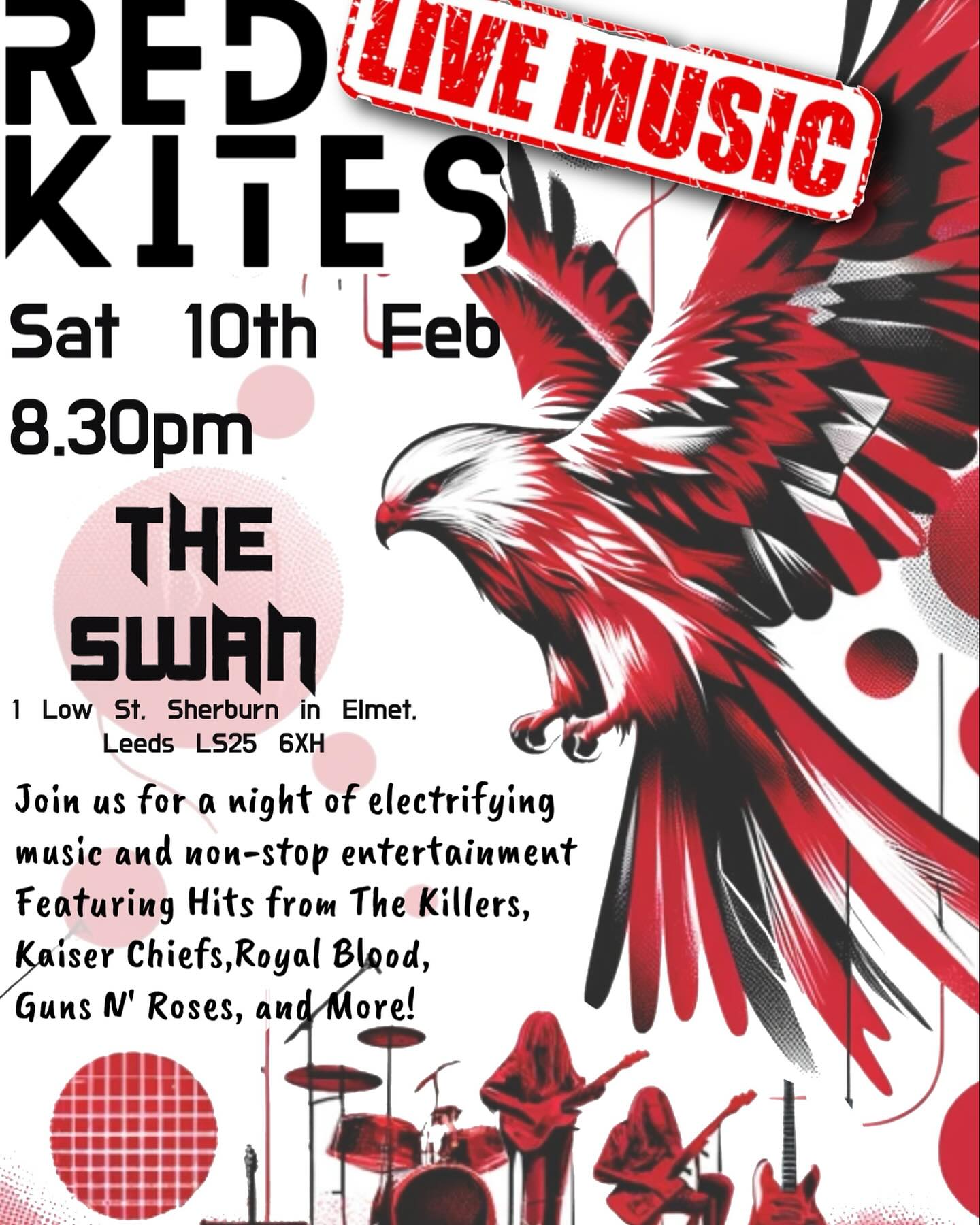 Next Saturday. Join us….

More amazing artwork by @toopbass ❤️

#coverband #theredkites